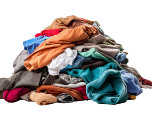 pile of dirty laundry isolated on white background, cutout
