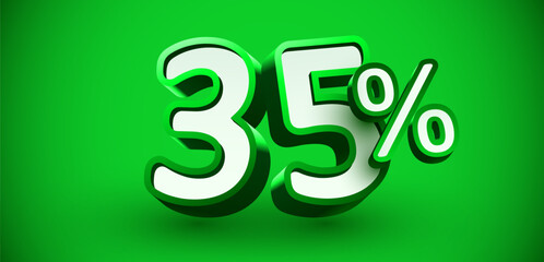 35 percent Off. 3d number 35. Sale banner.