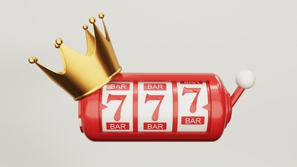 Casino chips, cubes, roulette, drum  on light wite background with with crown and goblet- 3d render. Flying chip for online casinos and mobile gambling applications, poker - winner, wealth concept.