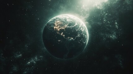 Obraz premium A stunning view of Earth from space, surrounded by a cosmic backdrop.