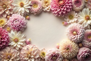 Delicate petals forming a intricate pattern in a flower border, border design, plant arrangements, petal patterns, garden decor