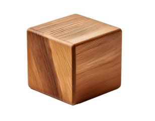 wooden cuboid isolated on white background, cut out