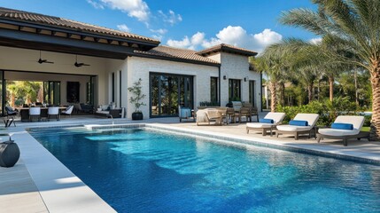 Fototapeta premium Luxury Poolside Oasis