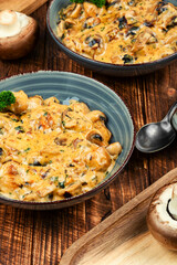 Mushrooms in cream sauce.