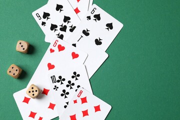 Playing cards with cubes. Gambling concept