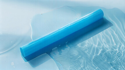 Minimalist blue object on rippling water surface in natural light. Water Exercise Classes 