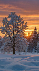 Obraz premium sunset in winter