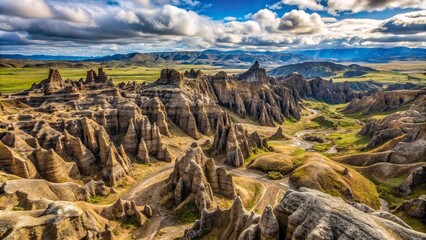 Irregularly shaped and heavily cratered highlands terrain with jagged rock formations, rock, geology