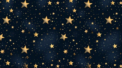 A seamless pattern of gold stars on a dark blue background.
