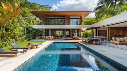 Fototapeta premium Modern Tropical House with Pool