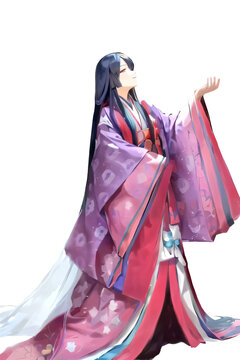 Woman wearing junihitoe. | 十二単 イラスト, かぐや姫