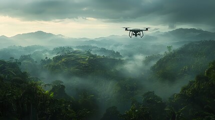 Fototapeta premium A drone capturing the beauty of nature from above, reflecting modern technology’s role in environmental conservation