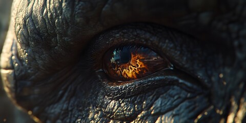 Close Up Of A Creatures Fiery Eye