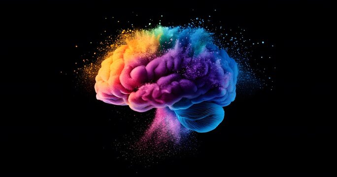 Colorful Brain Exploding in Powder Abstract Art