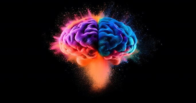 Colorful Brain Exploding In A Powder Cloud