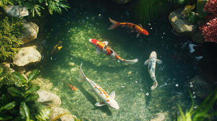 koi carp swimming gracefully in clear water