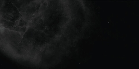 Abstract depiction of a deep space galaxy nebula with swirling dark clouds and scattered stars in the infinite universe backdrop
