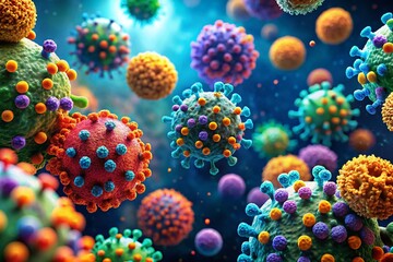 3D Rendered Antibodies and Bacteria Macro