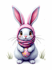 Fototapeta premium Fluffy easter bunny isolated on white