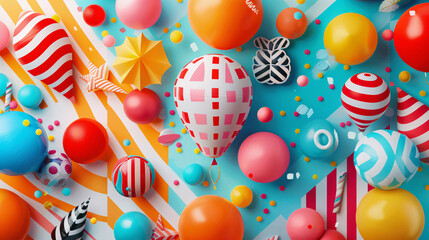 Typographic kids party invitation with vibrant colors and calligraphic elements