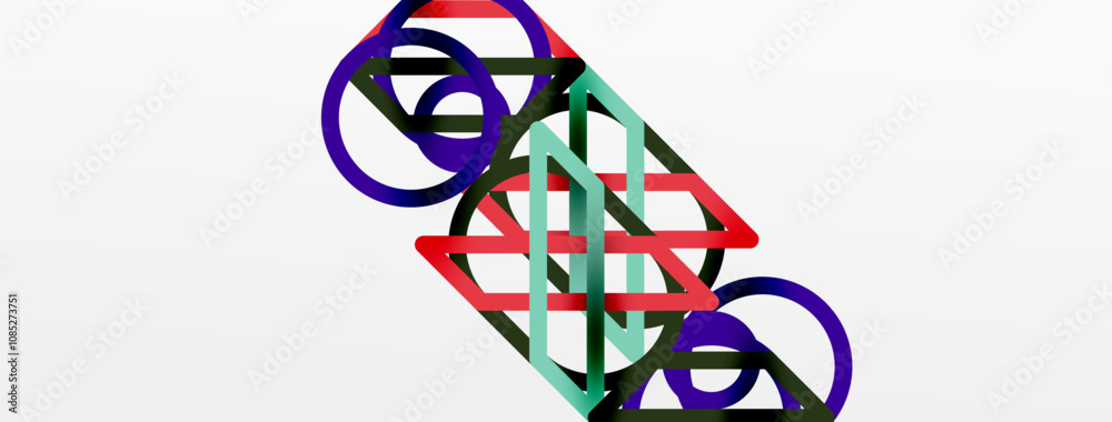 Poster abstract background - colorful circle lines technology or business digital template