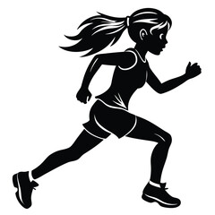 girl running vector silhouette