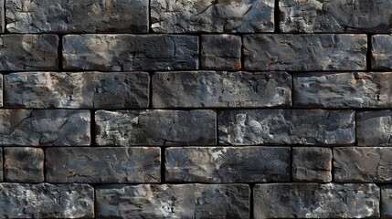 Naklejka premium A weathered brick wall in shades of gray and black.