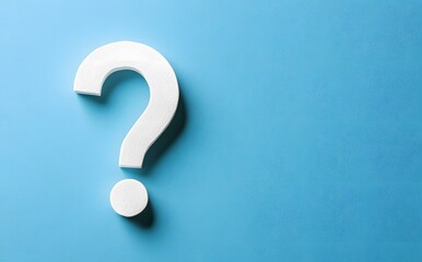 White Question Mark On Blue Background