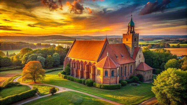 Caputh Church bathed in soft, low light, Brandenburg's architectural gem.