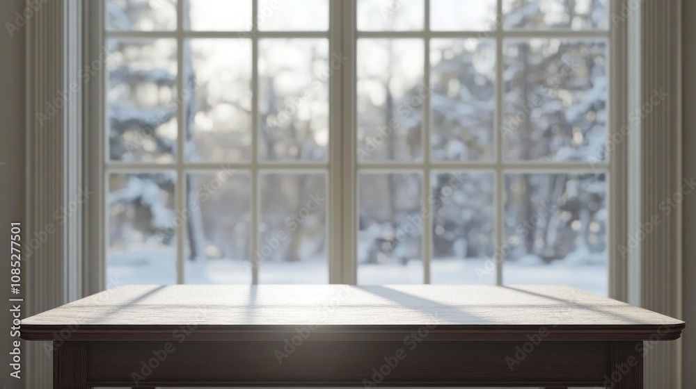 Poster A table with a window in the background