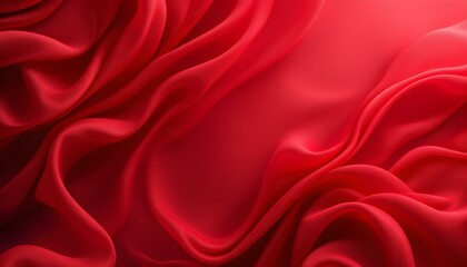 Obraz premium Abstract background featuring semi-transparent red silk fabric with flowing drapery and soft, elegant texture. Red unusual background with subtle rays of light