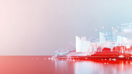 Fototapeta premium Data Visualization on Red Tech Background