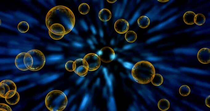 Bolle in movimento nello spazio con effetto caleidoscopio 