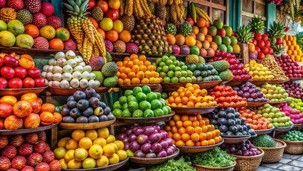 Kandy's vibrant fruit stall: a colourful market scene.