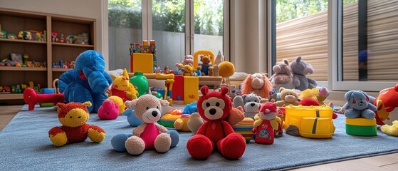 Playroom with a Variety of Stuffed Animals and Toys