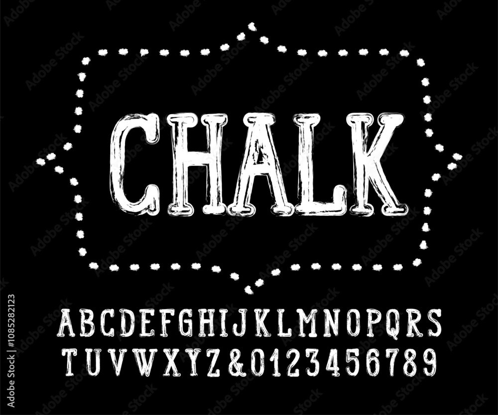 Fototapete chalk alphabet font. hand drawn letters and numbers. stock vector typescript for your design.