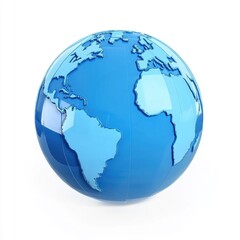 Blue Globe with Detailed Continents Showcasing the Earth's Geography and Natural Landscapes Ideal for Educational, Travel, and Environmental Themes