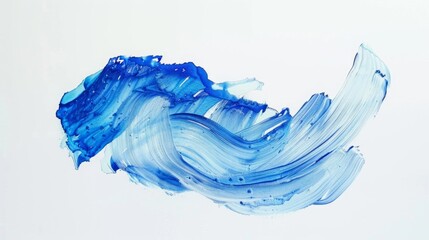 Abstract blue brushstroke with textured details on a white background. Modern art design for creative use. Generative AI