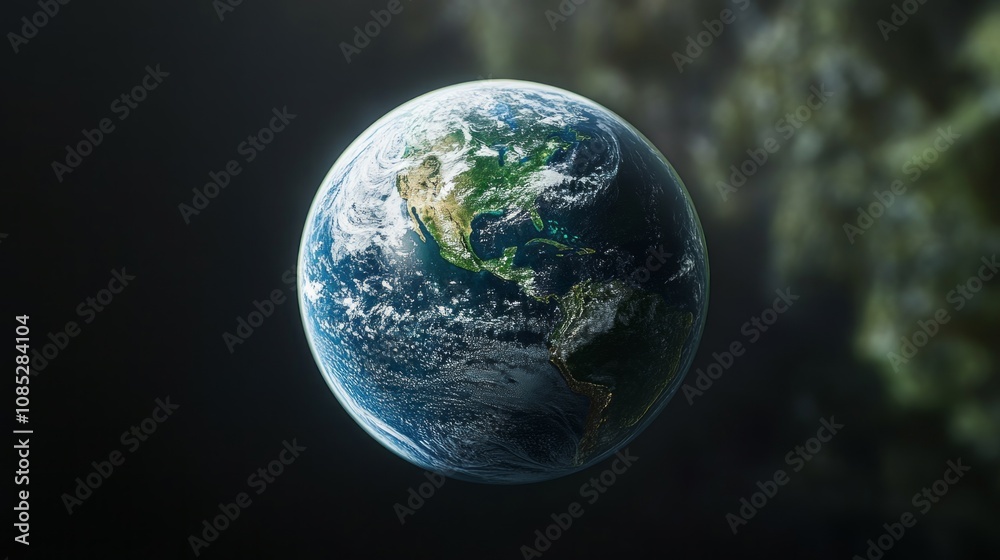 Poster a close up of the earth with a dark background