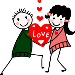Stick figure Doodle, Wedding Clipart, Valentine Png, Couple Clipart, Ceremony Clipart, Married Clipart, Hand drawn Clipart, Engagement ,child with heart