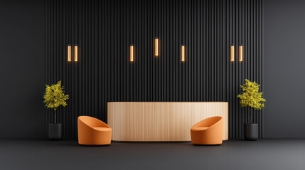 Elegant Reception Area on a Black Background
