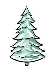 Obraz premium Christmas tree simple hand drawn illustration