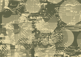 Background with glitch distorted grunge textures . grunge background texture with halftone dots, glitched shapes, textures and lines .Screen print vector background with grunge textured surface.