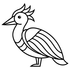 Bird of Line Art Vector Illustration on White Background