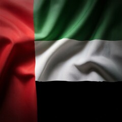 Fototapeta premium High-quality waving UAE flag with detailed fabric folds and vibrant colors, perfect for illustrating national pride and cultural heritage