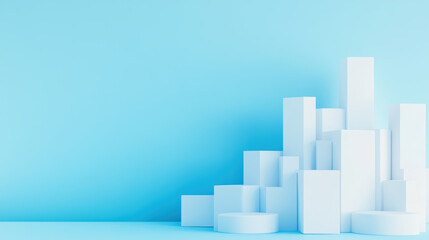 Fototapeta premium Blue Minimalist City Sculpture Design