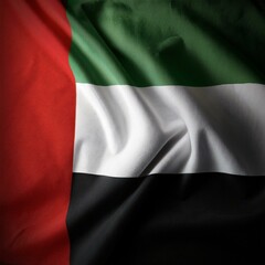 High-quality waving UAE flag with detailed fabric folds and vibrant colors, perfect for illustrating national pride and cultural heritage