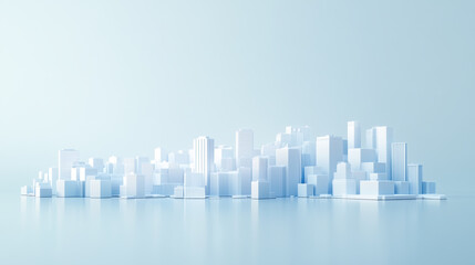 Naklejka premium Snowy Scene with Minimalist White City Model