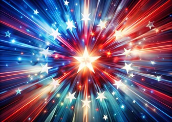 Fototapeta premium Surreal Star Burst: Red White Blue Explosion Art