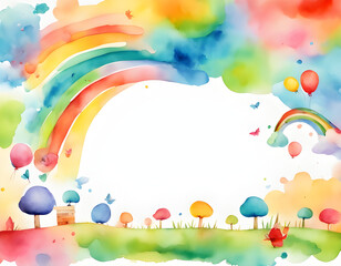 Naklejka premium Colorful background watercolor happy children background
